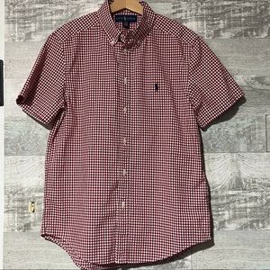 Ralph Lauren Button Down Red Polo Shirt Boys Youth Large 14 16